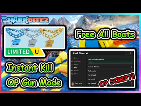 SharkBite 2 Script - Instant Wins | OP Gun | Free Boats